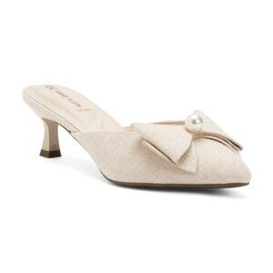 ANNE KLEIN Inessa Faux Pearl Bow Kitten Heels